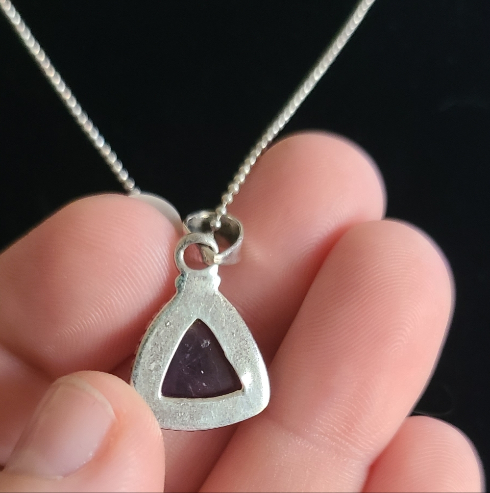 Sterling Amethyst Pendant Necklace - Picture 4 of 5